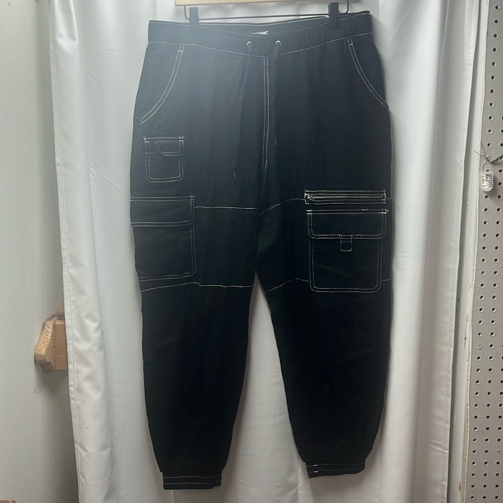 Hot Topic Black White High Contrast Cargo Jogger- 0